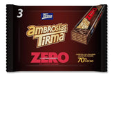 Gofres con chocolate negro Tirma 70% cacao | Sin azúcar añadido | Apto para dietas cetogénicas | Bajo en carbohidratos | Para diabéticos Paquete múltiple de obleas de chocolate | 3 piezas | 64,5 gramos