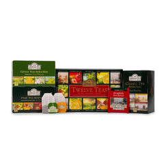 Ahmad Tea Twelve Teas – 12 sortimente de ceai negru și verde cu diferite arome – 60 pliculețe de ceai ambalate individual, sigilate pentru păstrarea aromelor, 120 g ceai