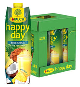 Rauch Happy Day Coco-Piña | Un viaje al Caribe | Zumo de piña y agua de coco | 6 x 1 litro, Tetra Prisma Bebidas sin alcohol Naty Shop