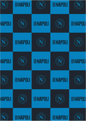 SSC Napoli, manta suave con logo, manta calentita para sofá y cama, medida 150 X 210 cm, tacto suave, azul claro, producto oficial Hermet Beds and Blankets Azul claro 150X210
