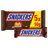Snickers Chocolate Bar Cacahuete Caramelo Paquete de 5 barras | Merienda de fútbol | (1x5x50g)