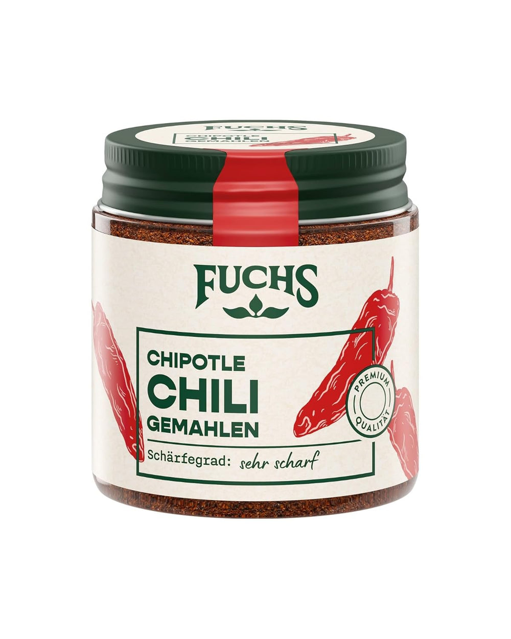 Fuchs Gewürze - Chipotle Chili gemahlen | Chilipulver Rauchiges | Chile en polvo en calidad Premium 50 g im wiederverschließbaren Gewürzglas