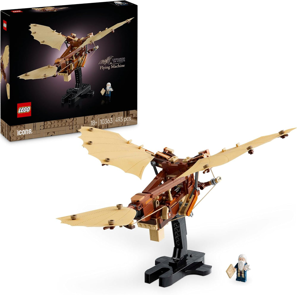 LEGO Icons Leonardo da Vincis Fluggerät mit schlagenden Flügeln - Minifigura y soporte incluidos - Bauset für Erwachsene - Deko-Set für Zuhause - Giftidee - 10363