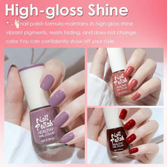 Juego de esmaltes de uñas de 6 piezas - Esmalte de uñas rojo brillante de larga duración y secado rápido - Esmalte de uñas a base de agua no tóxico para salones de bricolaje Regalo de manicura (Color A)