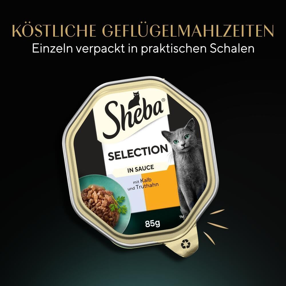SHEBA Bowl Hrană umedă pentru pisici selecție în sos cu vițel și curcan 2 X 11 X 85G