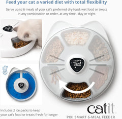 Catit - PIXI Smart Futterautomat mit 6 Mahlzeiten (Nassfutter), Weiß