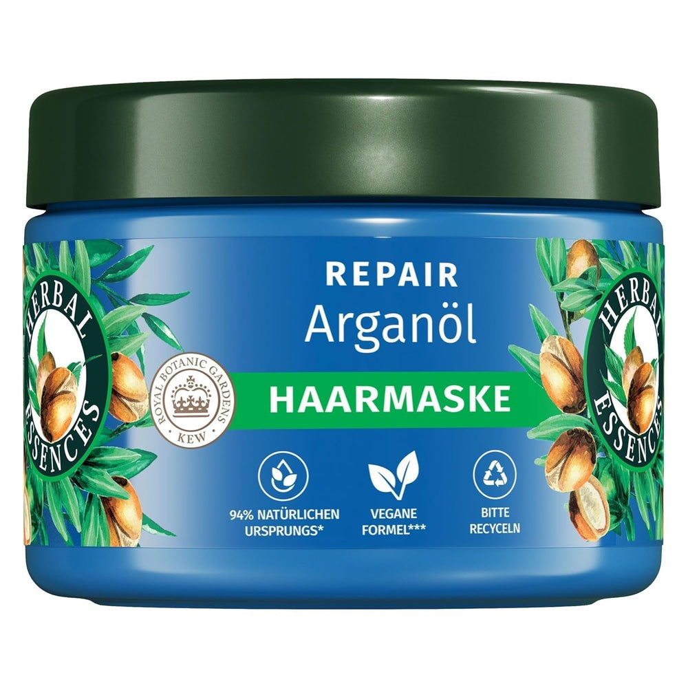 Herbal Essences Mască reparatoare pentru păr cu ulei de argan 300ml. De la păr deteriorat la păr mai neted și mai strălucitor. Îngrijire intensivă. Cu ingrediente de origine naturală. Vegan Masca de par Naty Shop 300 Ml (1 pachet) Mască de păr