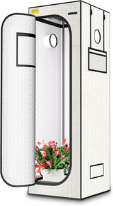 Carpa de Cultivo 60x60x180cm, Material Oxford 600D con Película Reflectante de Poliéster, Tubos de Acero de 22 mm, Ventilaciones y Ventanas de Visualización, Carpas de Cultivo para Hidroponía, Invernaderos y Jardines Interiores