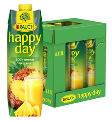 Rauch Happy Day Ananas | Explozie de arome tropicale | Fabricat din 100% suc concentrat de ananas | 6 x 1 litru,Tetra Prisma Bauturi fara alcool Naty Shop