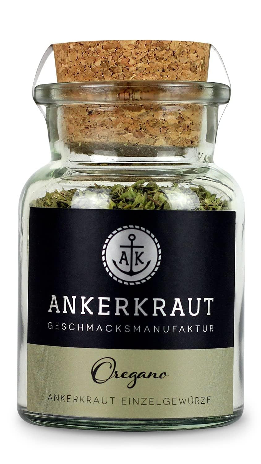 Ankerkraut Oregano Gewürz, gerebelt seco, perfecto para pizza, sopa, tomate y pescado, Kräuter zum Würzen, mediterranean Küche für zu Hause, Lecker Kochen, 20g im Korkenglas
