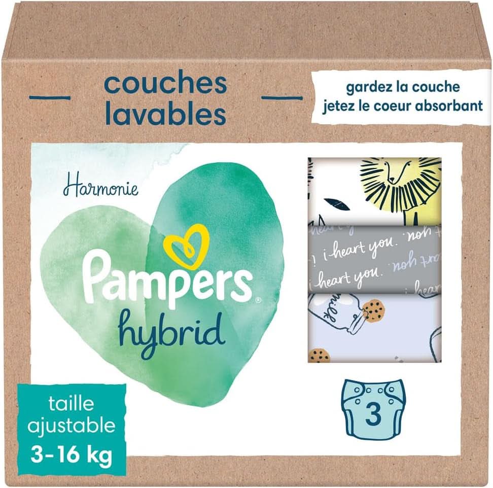 Pampers - Pañales lavables Harmony Hybrid para bebés, pack de 3 pañales lavables Madre e Niño Naty Shop