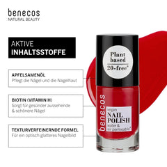 Benecos 20-Free esmalte de uñas vegano, rojo vintage - esmalte de uñas a base de hierbas - de secado rápido y de larga duración - permeable al agua - enriquecido con biotina - 5ml