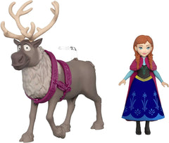 Mattel DISNEY Muñeca y figura de animal Anna & Sven, la reina de hielo, inspirada en los personajes animados, extremidades móviles, falda y capa desmontables, para niños de 3 años en adelante, HLX03 Naty Shop Dolls