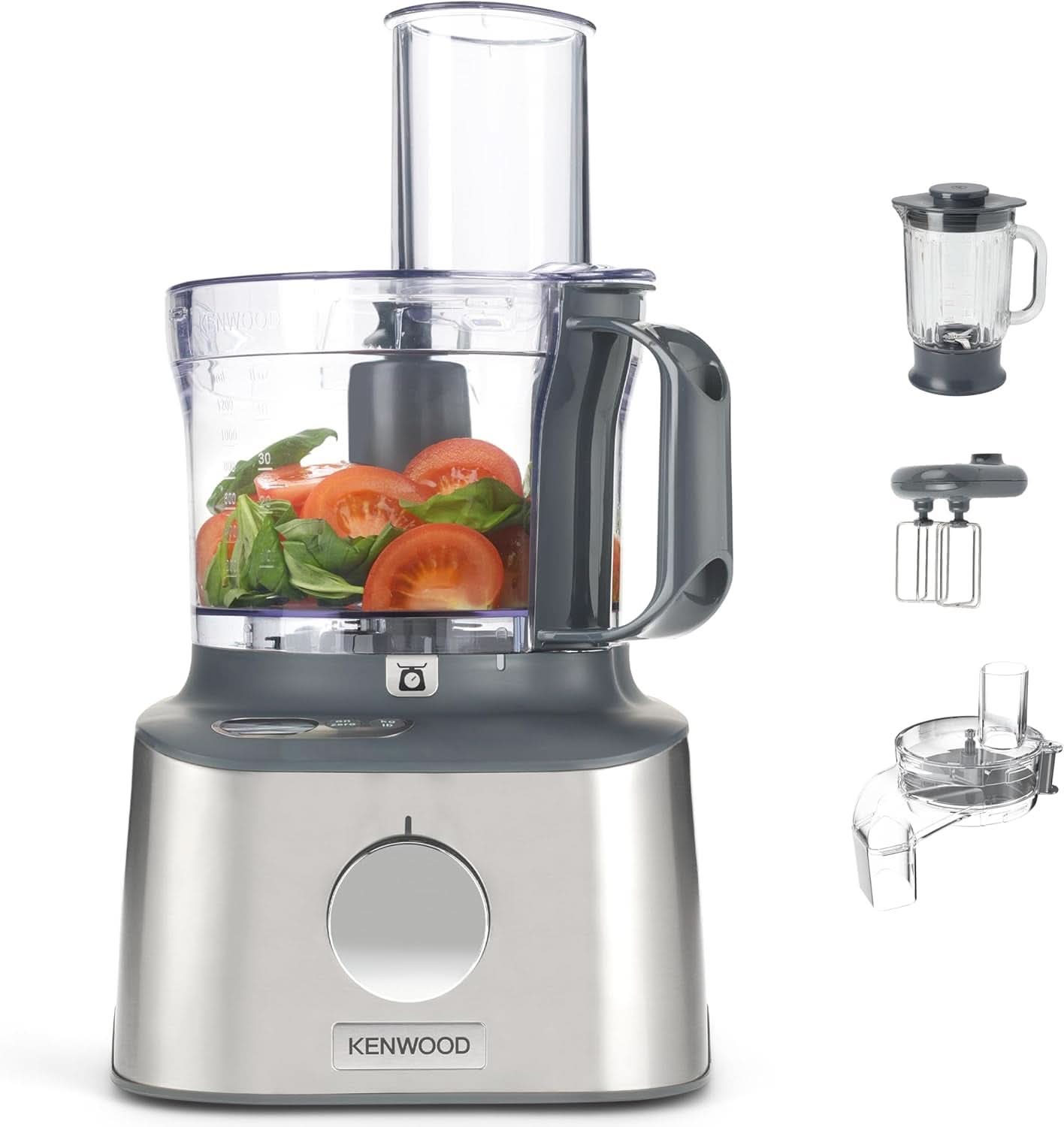 Robot de bucătărie compact Kenwood Multipro Compact+ FDM315SS, lamă din oțel inoxidabil Mama si Copilul Naty Shop Argintiu Pachet de accesorii XL Cu funcție de servire directă