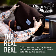 Woolly Mammoth Woolen Co. pătură de camping, extra mare, lână merino, Echipamentul perfect în aer liber pentru bushcraft, camping, trekking, drumeții, supraviețuire sau pătură în cabană. Maro, 168 X 228 Paturi si Cuverturi Woolly Mammoth Woolen Company