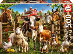 Educa - Puzzle de 500 piezas para adultos | Animales de granja traviesos. Dimensiones: 48 X 34 cm. Incluye pegamento para rompecabezas Fixpuzzle. Durante 11 años (19905) Puzzle Naty Shop Título predeterminado