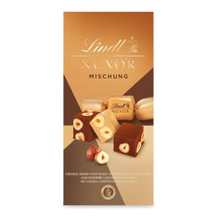 Chocolate Lindt | Mezcla para bolso NUXOR | 103g | Cubitos de Chocolate Cremoso Gianduja en Tres Surtidos con Avellanas Enteras Tostadas | regalo de chocolate