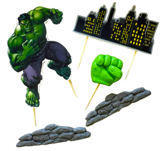 Hulk decoraciones comestibles para tarta – set de 5 figuras de pasta de azúcar