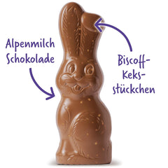 Milka Smiling Bunny Biscoff – delicado conejito de Pascua con chocolate y trozos de galletas Lotus Biscoff – 95g