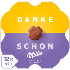 Ciocolate Milka Little Thank You 12 x 44g, Ciocolate fine din cremă de lapte acoperite cu ciocolată cu lapte alpină (pachet de 5)