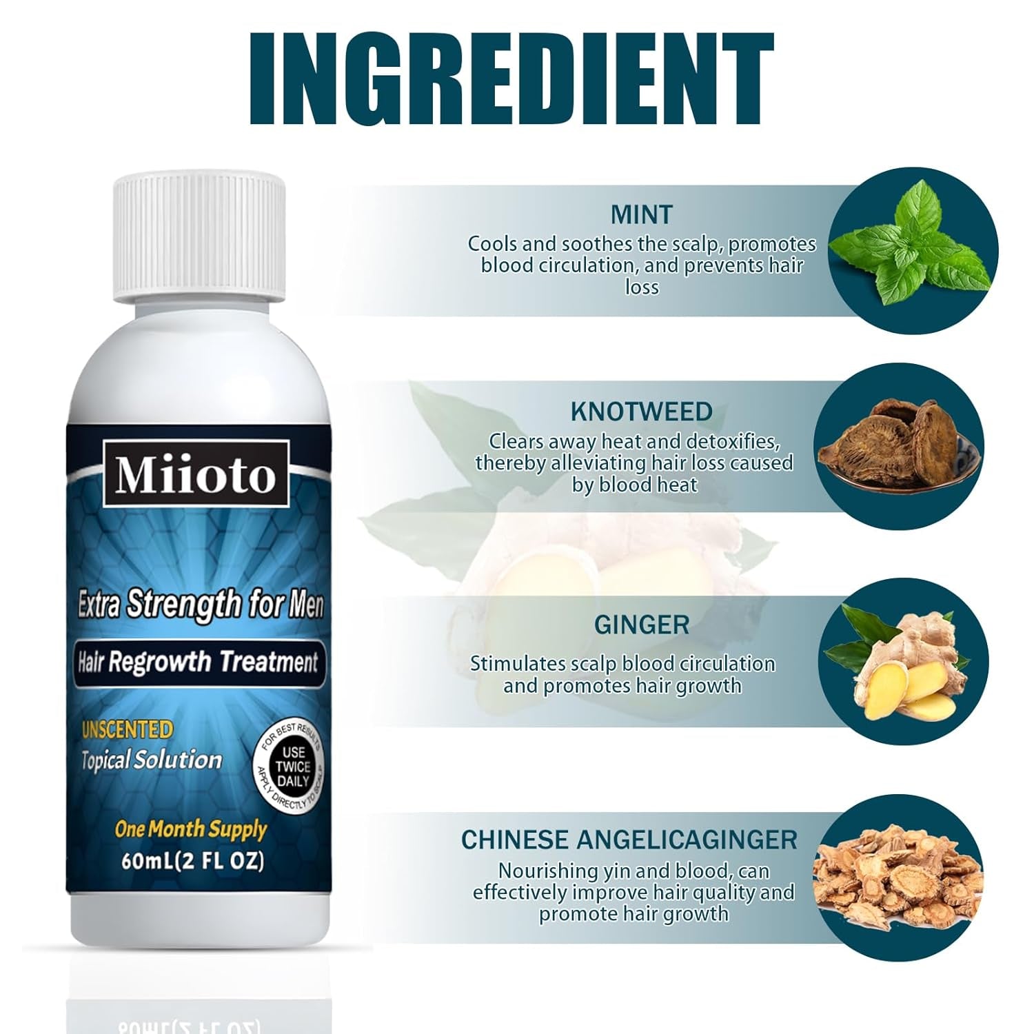 Miioto Hair Growth Serum, 180 ML Produs de creștere a părului pentru bărbați, ser de păr pentru creșterea părului, îngrijirea scalpului Promovează părul mai gros Hrănește scalpul și previne căderea părului Ingrijirea parului Naty Shop