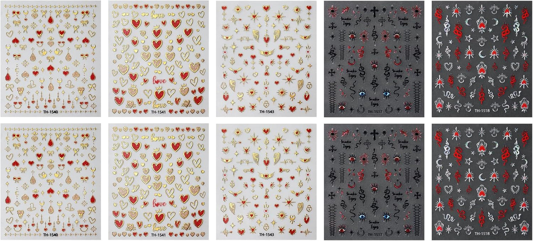 JMEOWIO Nagelsticker Mond Stern 10 Blatt Nail Art Sticker Selbstklebend Nagelaufkleber Dekoration Nageldesign Zubehör