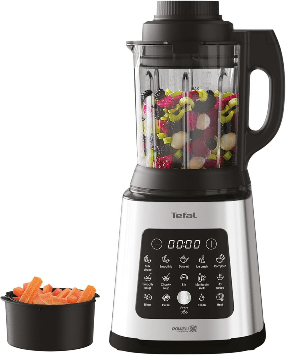 Tefal Perfectmix Cook Hochgeschwindigkeits-Standmixer, Mit Kochfunktion, 10 Auto-Programme, Heiße Und Kalte Rezepte, Abnehmbare Klingen, Inkl. Dampfkorb, Plata/Negro, BL83SD30 Cocina Naty Shop