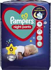 Pampers Night Pants talla 6 (15+ kg), 19 pañales, los pañales de noche brindan protección toda la noche Mother and Baby Naty Shop