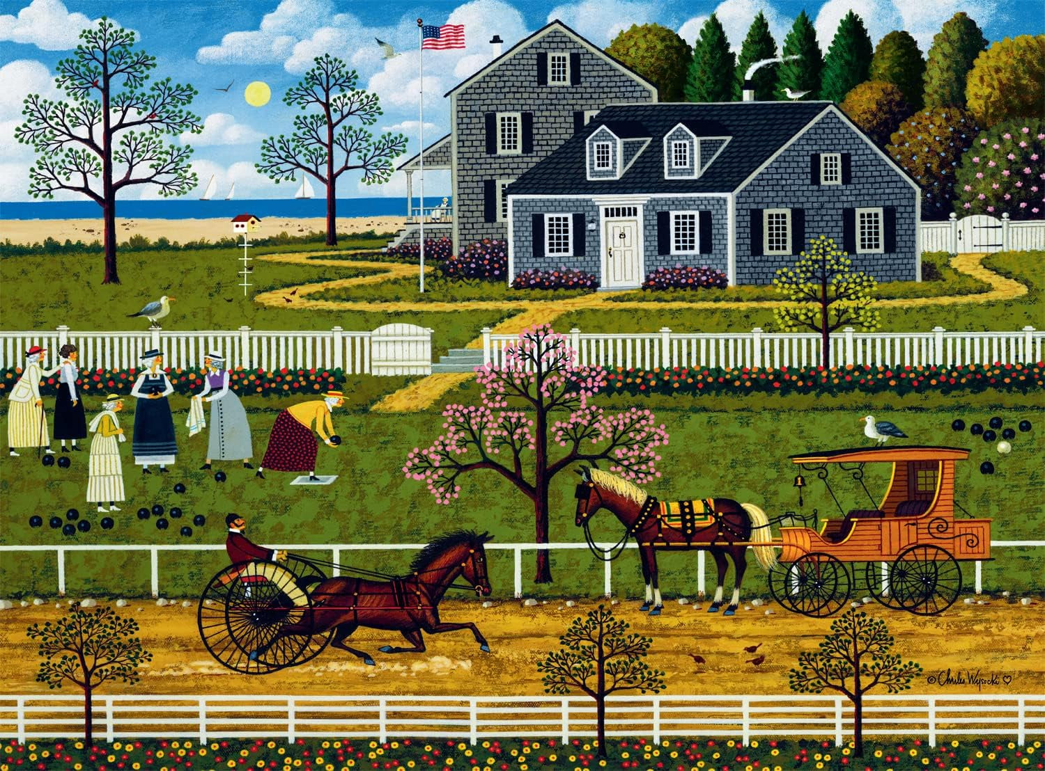 Buffalo Games - Charles Wysocki - Doamnele Boccie din Marthas Vineyard - puzzle jigsaw 1000 piese Puzzle Naty Shop Charles Wysocki