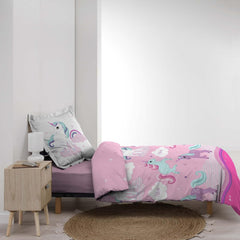 Ropa de cama con funda de almohada Unicornio, algodón Ropa de cama - infantil Naty Shop