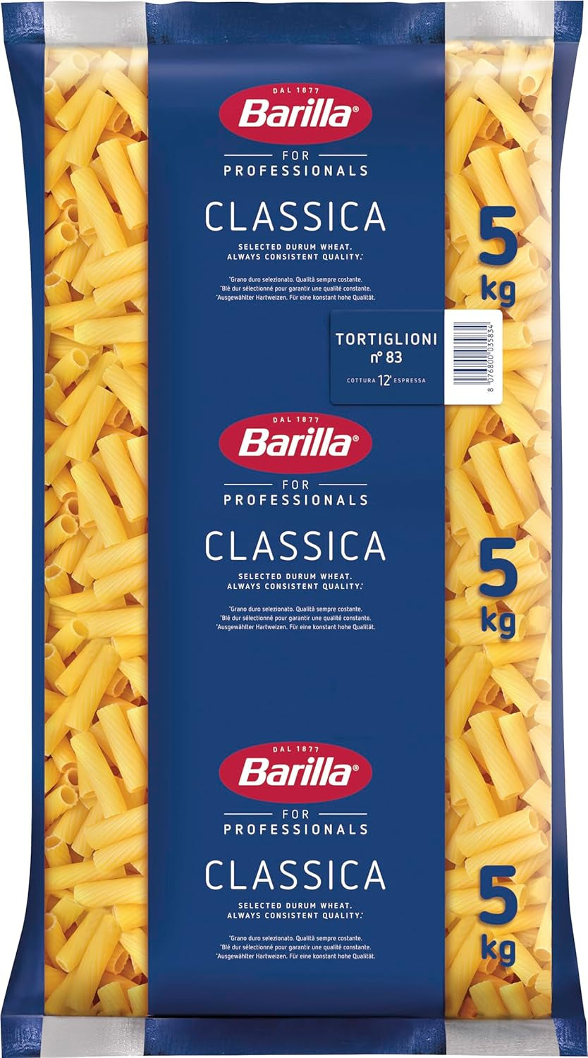 Tortiglioni Barilla pasta de trigo duro n. 83 – Paquete de 1 (1x5kg)