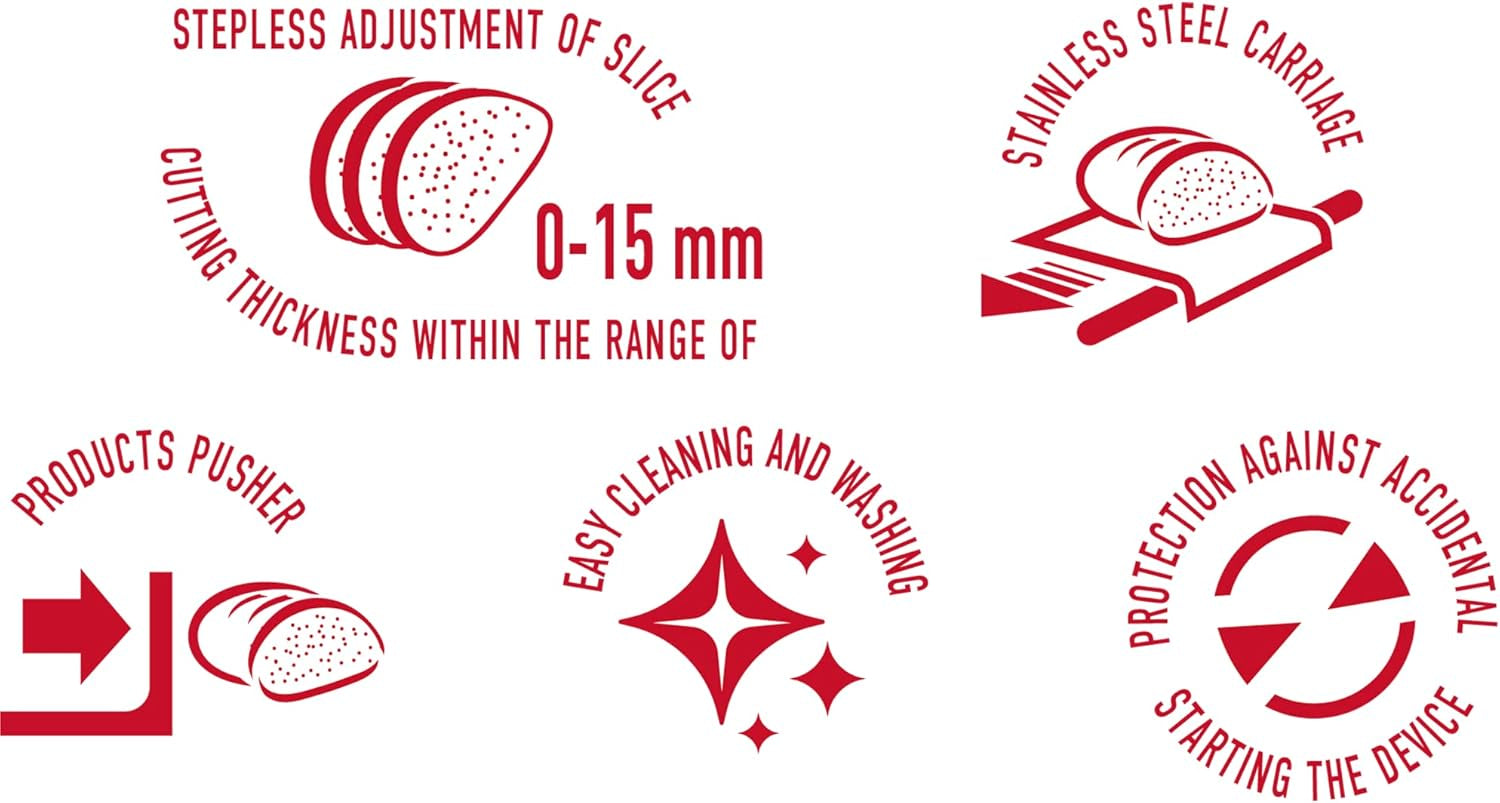 MPM MKR-05 Feliator electric universal, grosime de tăiere reglabilă până la 15 mm, 150 W Rasnite si Feliatoare Naty Shop