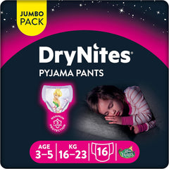 Huggies DryNites Ropa de dormir para niñas, 3-5 años (16-23 kg), 2 x 16 piezas