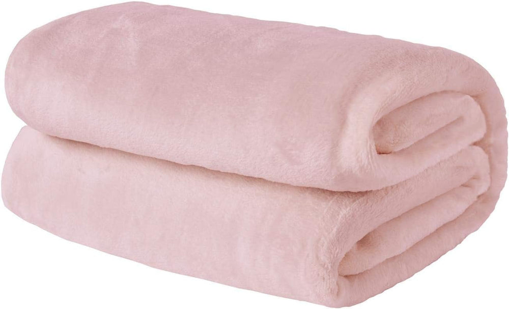 Brentford's Flannel Fleece Blanket, Extra Soft, Large, Fluffy, Warm, cuvertură de pat pentru dormitor, pat simplu, canapea, canapea, Blush Pink - 120 X 150 Cm Paturi si Cuverturi Besuche den Brentfords-Store Culori multiple Complet