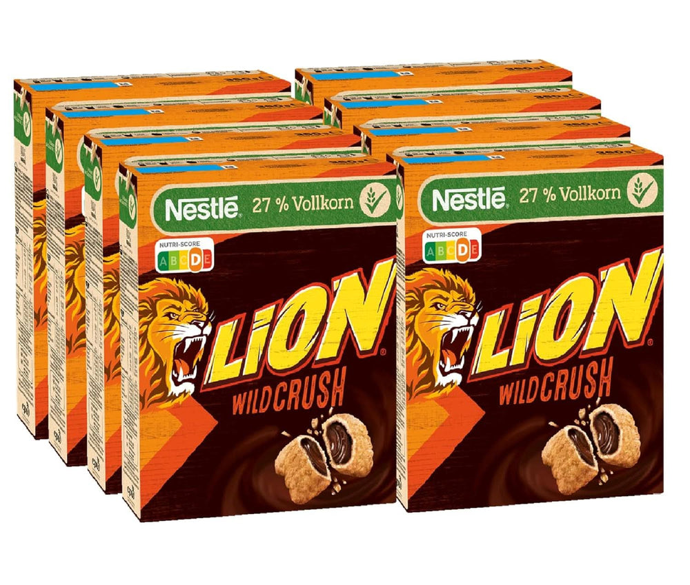 Cereal LION Wildcrush, chocolate y caramelo Cereal para desayuno, paquete de 8 x 360 gramos Naty Shop Default Title