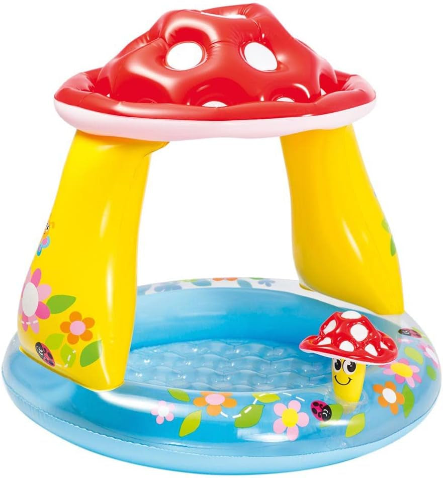 Intex 57114 NP - Piscina hinchable para bebés, tipo seta, vinilo, multicolor, 102x89 cm