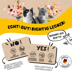 Dogs'n Tiger Schlemmermenü Glückskind, Nassfutter für Kätzchen, saftiges Huhn und Forelle - ohne Getreide, Zuckerzusatz, künstliche Konservierungsstoffe, optimale Verträglichkeit, 12x 200g