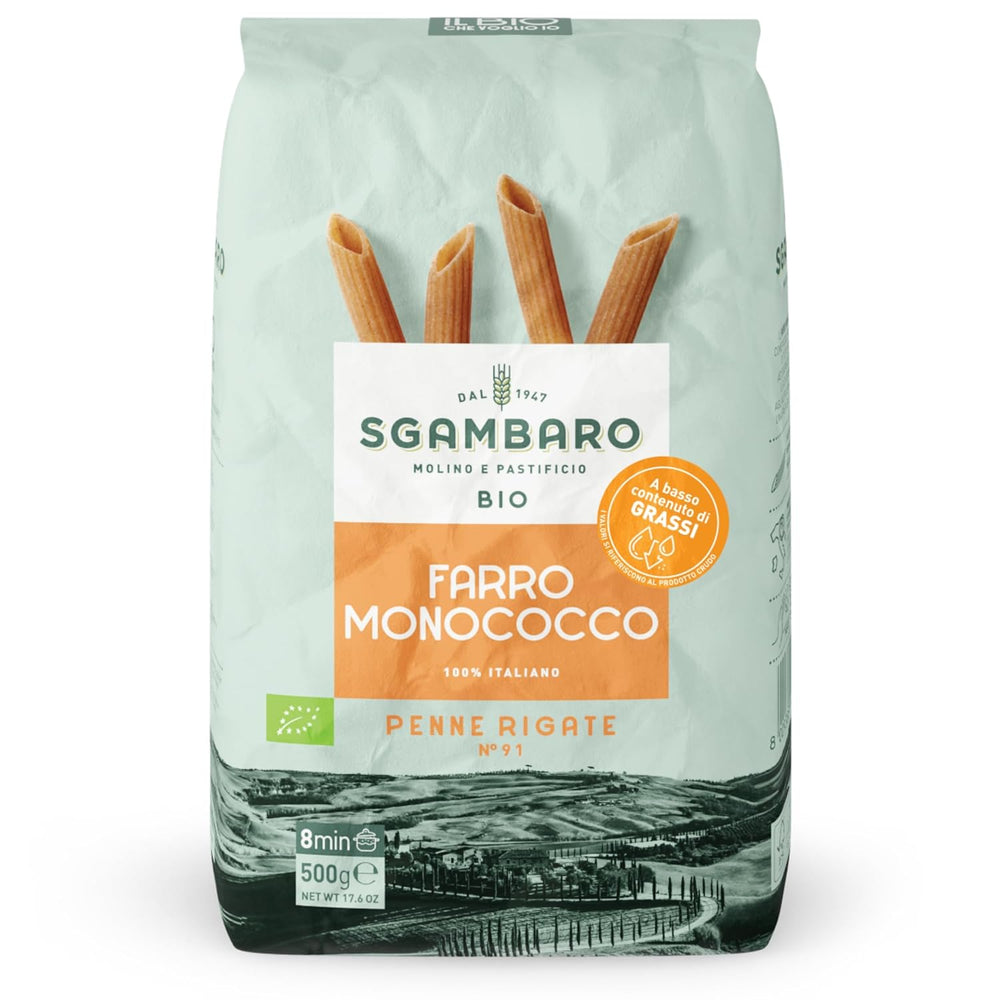 Pasta Penne Rigate Bio N.91 - 500g Pasta de trigo baja en grasa - Fuente de fibra y proteínas