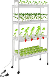 Kit de cultivo hidropónico con 108 lugares para plantar, 4 niveles con bomba de agua. Sistema hidropónico fabricado con tubos de PVC-U de calidad alimentaria para hortalizas de hogar, balcón, jardín y balcón.