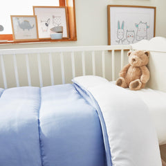 Pikolin Home - Edredón Reversible 300 G - Relleno Nórdico Bicolor - Para cuna de 60 - Relleno de plumas, cálido, transpirable, Azul/Blanco, 100 X 120 cm Edredones y edredones Naty Shop