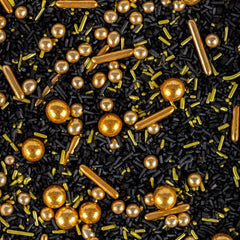 Super Streusel, Gold Rush Decoración Sprinkles Oro Negro Naty Shop