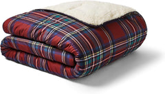 Night Lark Acogedora manta polar Sherpa, tartán rojo clásico, 9 tog, lujosa, esponjosa, gruesa y reversible, perfecta para sofá, cama, sofá, sofá. Hipoalergénico, lavable a máquina, Tamaño: Camas y edredones Night Lark