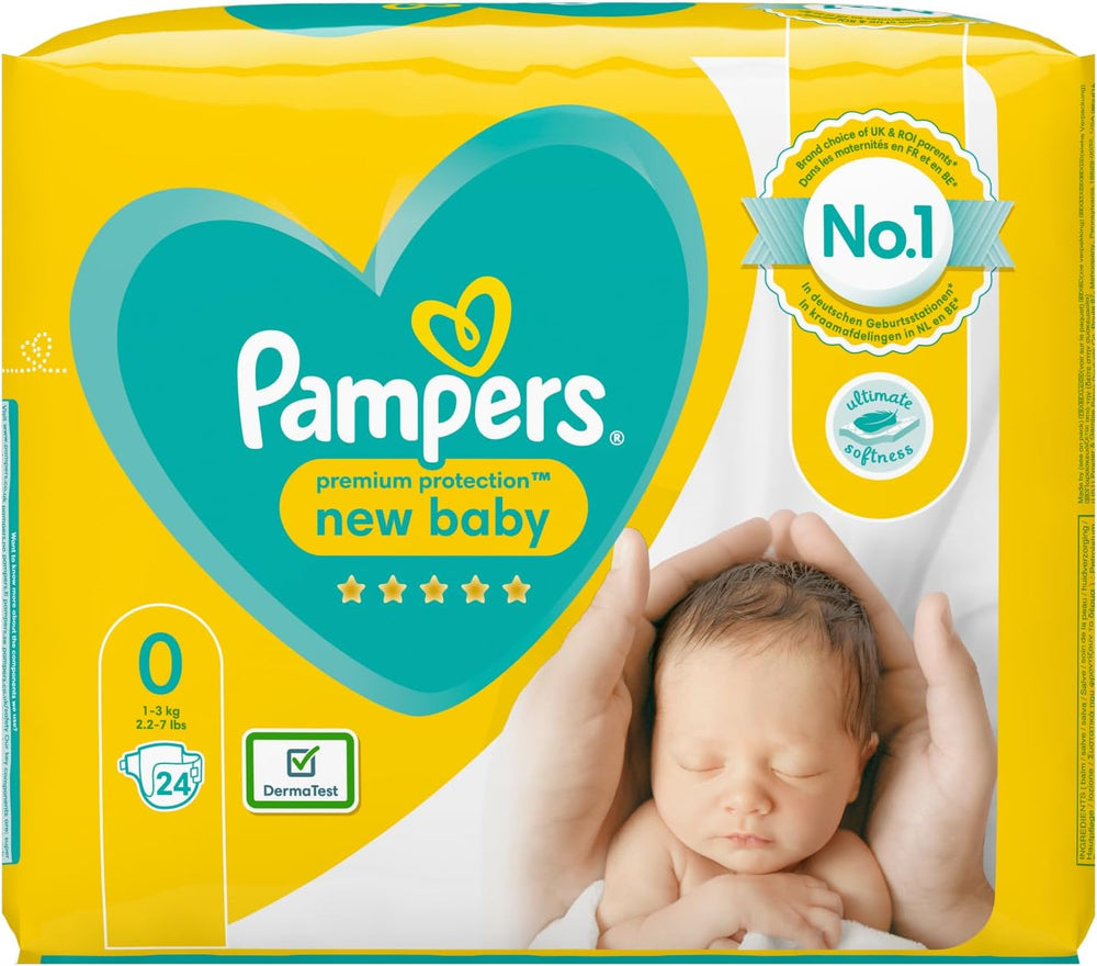 Pañales Pampers para bebé talla 0 (1,5-2,5 kg) protección premium, 24 piezas, comodidad y protección Pampers Softest