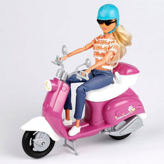 Isabella Gelenkpuppe mit Roller, 30 cm, Motorrad-Spielzeug, incluidos accesorios, Sonnenbrille, Handy, Selfie-Halterung, Helm, Refreshment, Puppen für Mädchen, Geschenke ab 3 Jahren (47812)