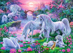 Ravensburger puzzle pentru copii - 10021 Einhörörner Im Abendrot - Puzzle fantezie pentru copii de peste 7 ani, cu 150 de piese în format XXL Puzzle Naty Shop