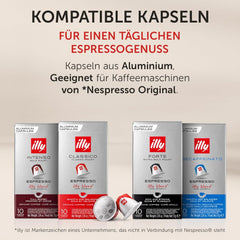 illy, Kompatible Aluminium-Kaffeekapseln CLASSICO, 100 % Arabica mit Noten von Orangenblüten und Jasmin, Sanfter Geschmack und Süßer Nachgeschmack, 10 Packungen mit 10 Kapseln (100 insgesamt)