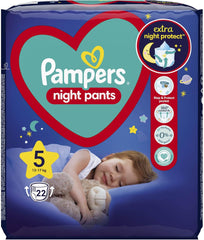Pañales Pampers (versión antigua), pantalones de noche, talla 5, 22 piezas, 12 kg-17 kg