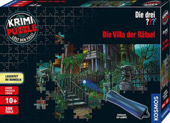 The Three ??? - Crime Puzzle - The Villa of the Puzzles By KOSMOS 697976, 300 piese, Strălucește în întuneric, Cu lampă UV, Citire, Puzzle, Rezolvarea puzzle-urilor, Puzzle detectiv De la 10 ani Puzzle Naty Shop Titlu implicit