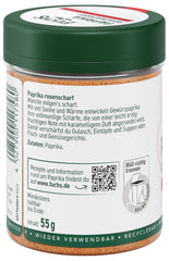 Fuchs Gewürze - Paprika rosenscharf gemahlen - schärfer Geschmack für Gulasch, Eintöpfe oder Gemüsegerichte - natürliche Zutaten - 55 g in wiederverwendbarer, recyclebarer Dose