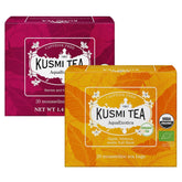 Kusmi Tea - pachet de 2 - Aquaexotica + Aquarosa - ceai de hibiscus cu mere, măceșe și fructe de pădure negre - ceai de fructe organic fără teină - se poate consuma cald sau rece - 2X20 pliculețe de ceai
